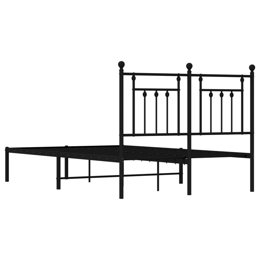 Sengeramme i metall med sengegavl svart 120x200 cm