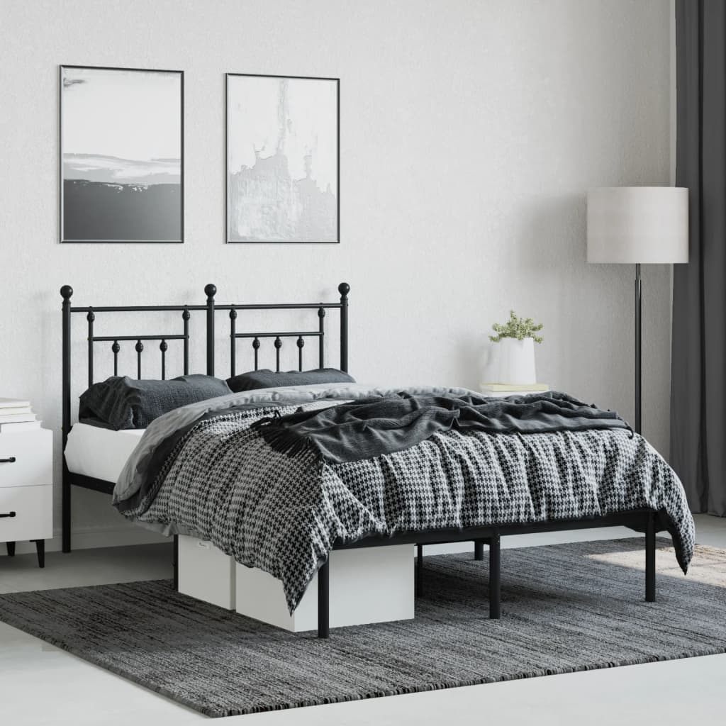 Sengeramme i metall med hodegavl svart 135x190 cm