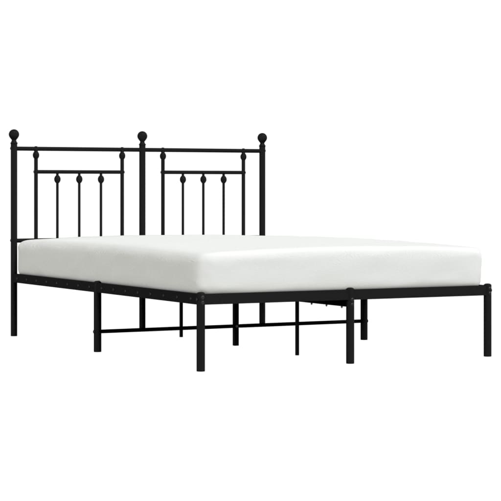 Sengeramme i metall med hodegavl svart 140x190 cm