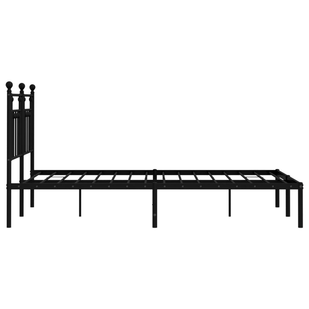 Sengeramme i metall med sengegavl svart 140x200 cm