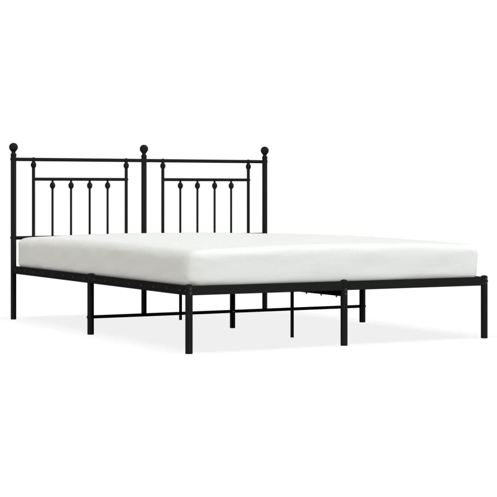 Sengeramme i metall med sengegavl svart 183x213 cm