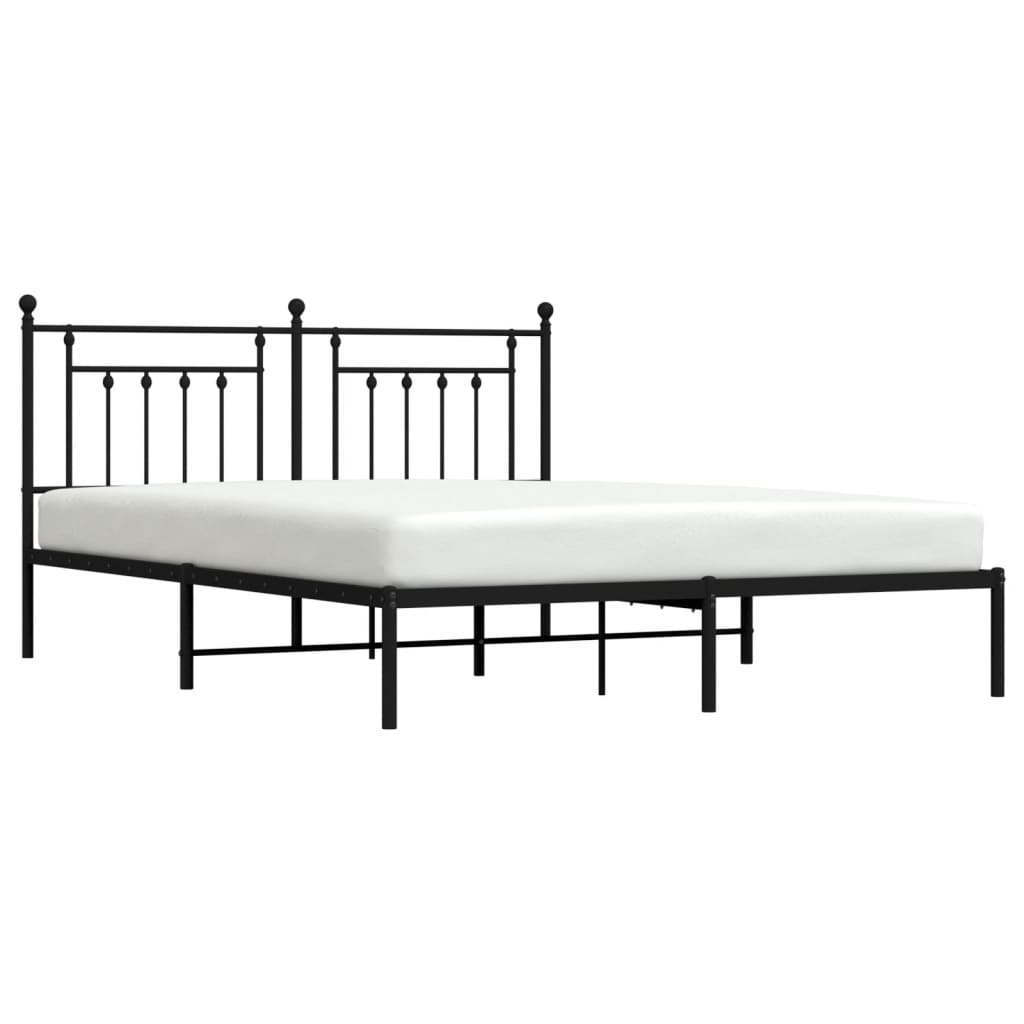 Sengeramme i metall med sengegavl svart 183x213 cm