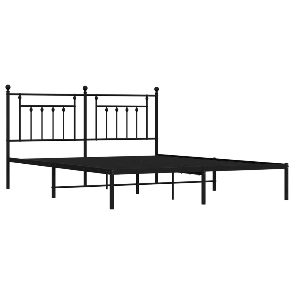 Sengeramme i metall med sengegavl svart 183x213 cm