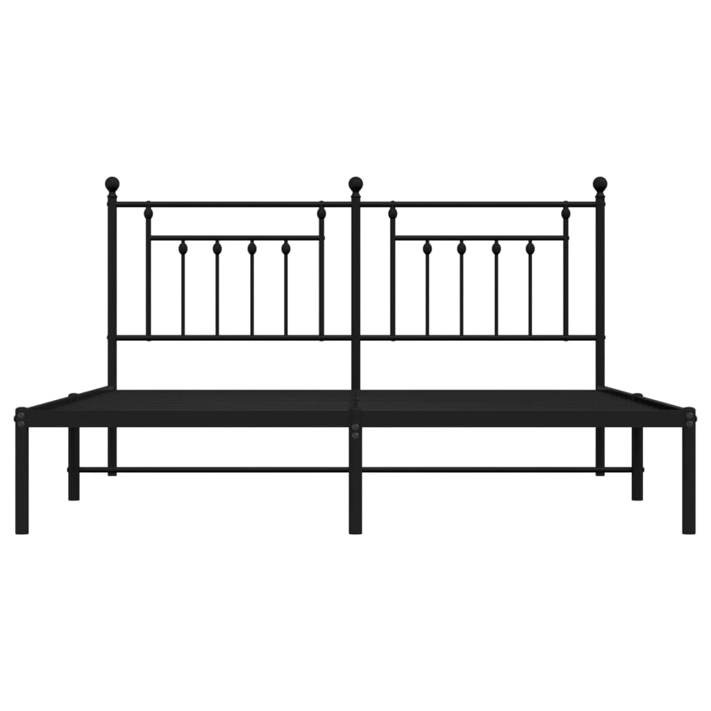 Sengeramme i metall med sengegavl svart 183x213 cm