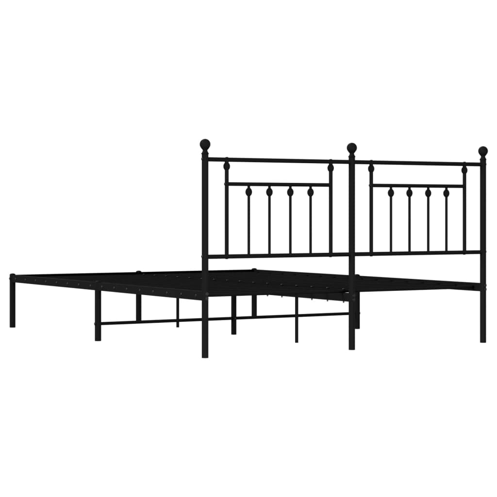 Sengeramme i metall med sengegavl svart 183x213 cm