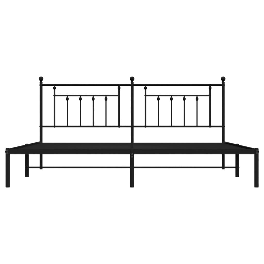 Sengeramme i metall med sengegavl svart 193x203 cm