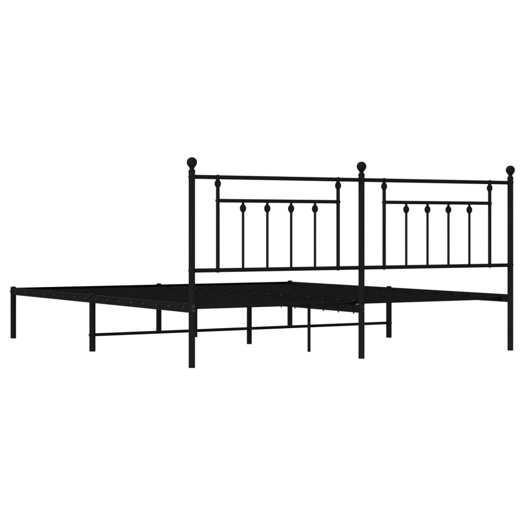 Sengeramme i metall med sengegavl svart 200x200 cm