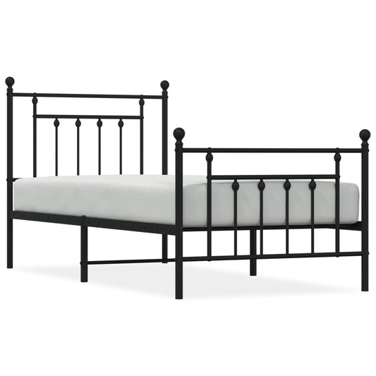 Sengeramme i metall med hode- og fotgavl svart 80x200 cm