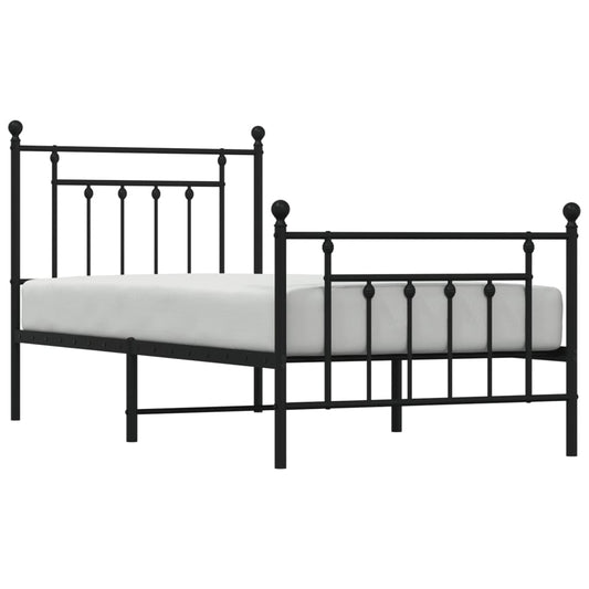 Sengeramme i metall med hode- og fotgavl svart 80x200 cm