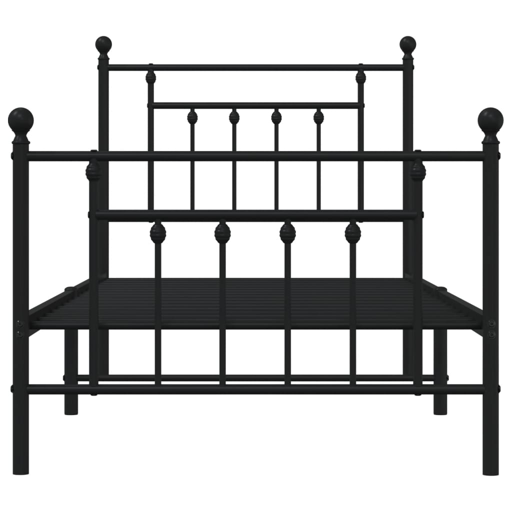 Sengeramme i metall med hode- og fotgavl svart 80x200 cm