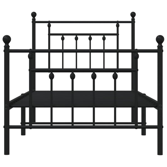 Sengeramme i metall med hode- og fotgavl svart 80x200 cm