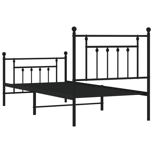 Sengeramme i metall med hode- og fotgavl svart 80x200 cm