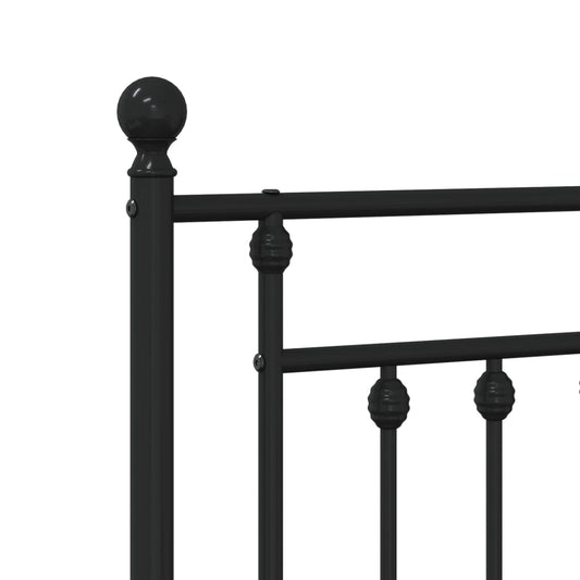 Sengeramme i metall med hode- og fotgavl svart 80x200 cm