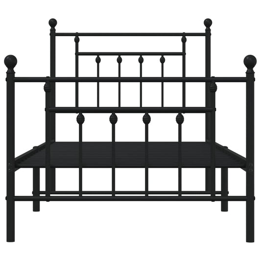Sengeramme i metall med hode- og fotgavl svart 90x200 cm