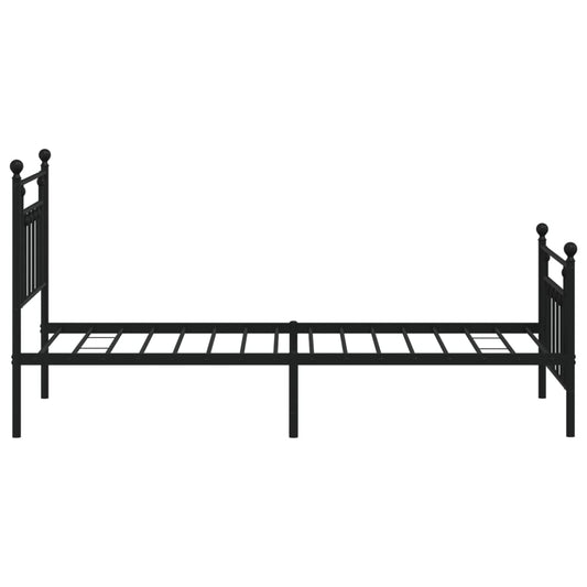 Sengeramme i metall med hode- og fotgavl svart 90x200 cm