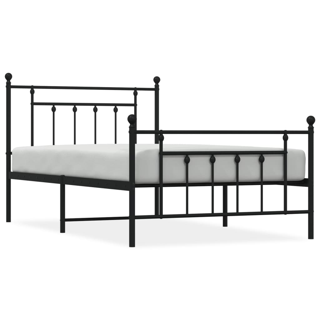 Sengeramme i metall med hode- og fotgavl svart 107x203 cm