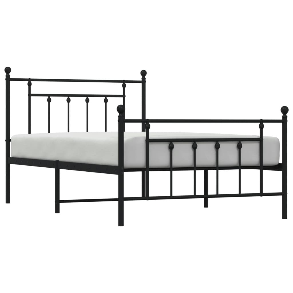 Sengeramme i metall med hode- og fotgavl svart 107x203 cm