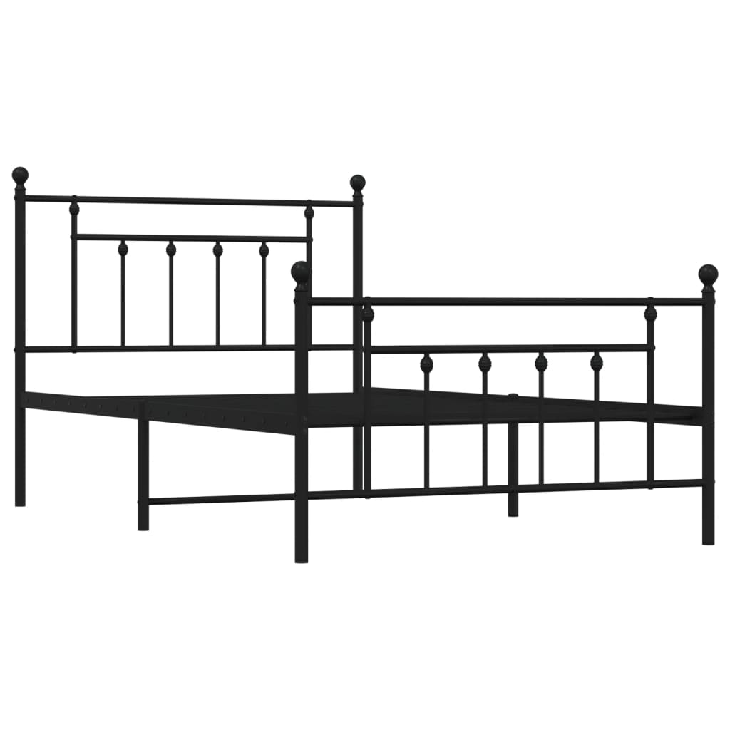Sengeramme i metall med hode- og fotgavl svart 107x203 cm