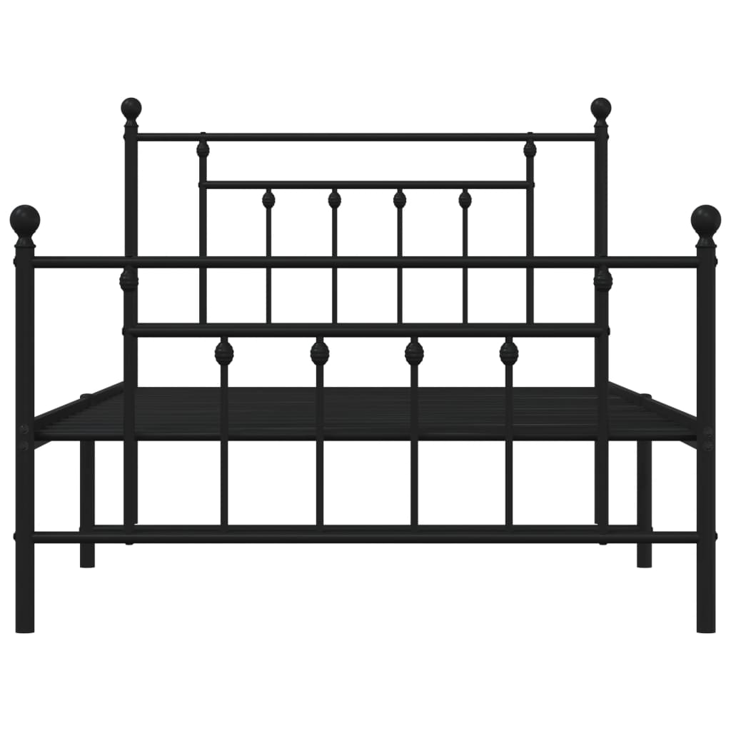 Sengeramme i metall med hode- og fotgavl svart 107x203 cm