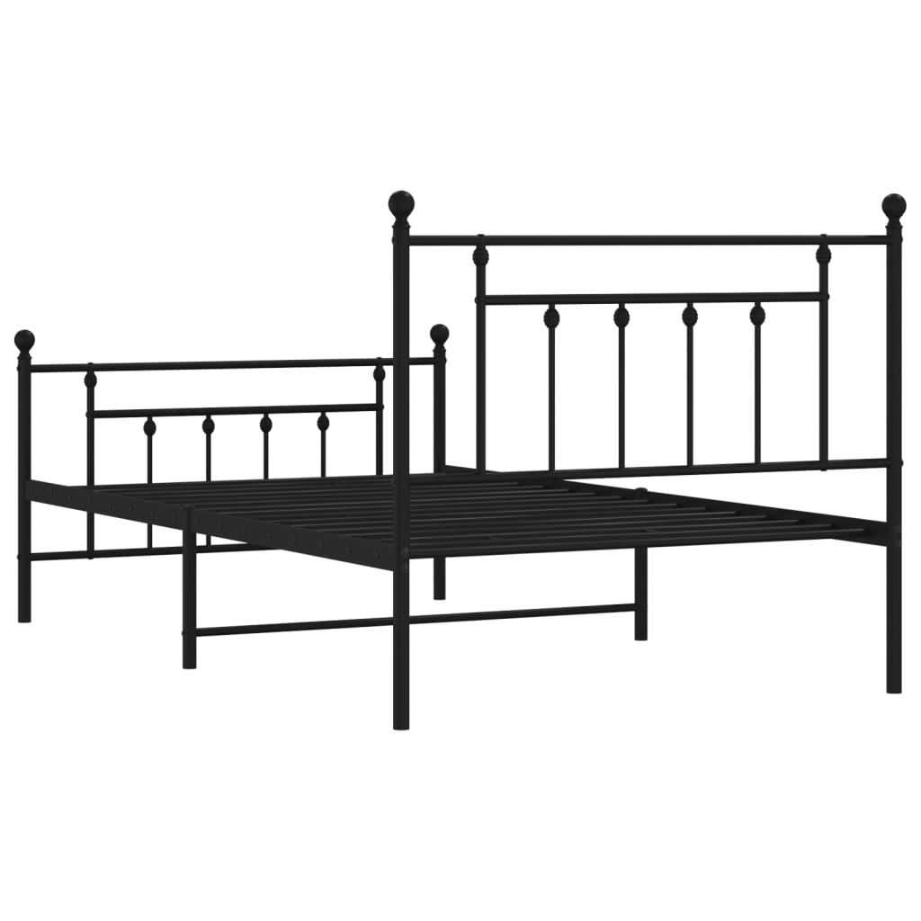 Sengeramme i metall med hode- og fotgavl svart 107x203 cm