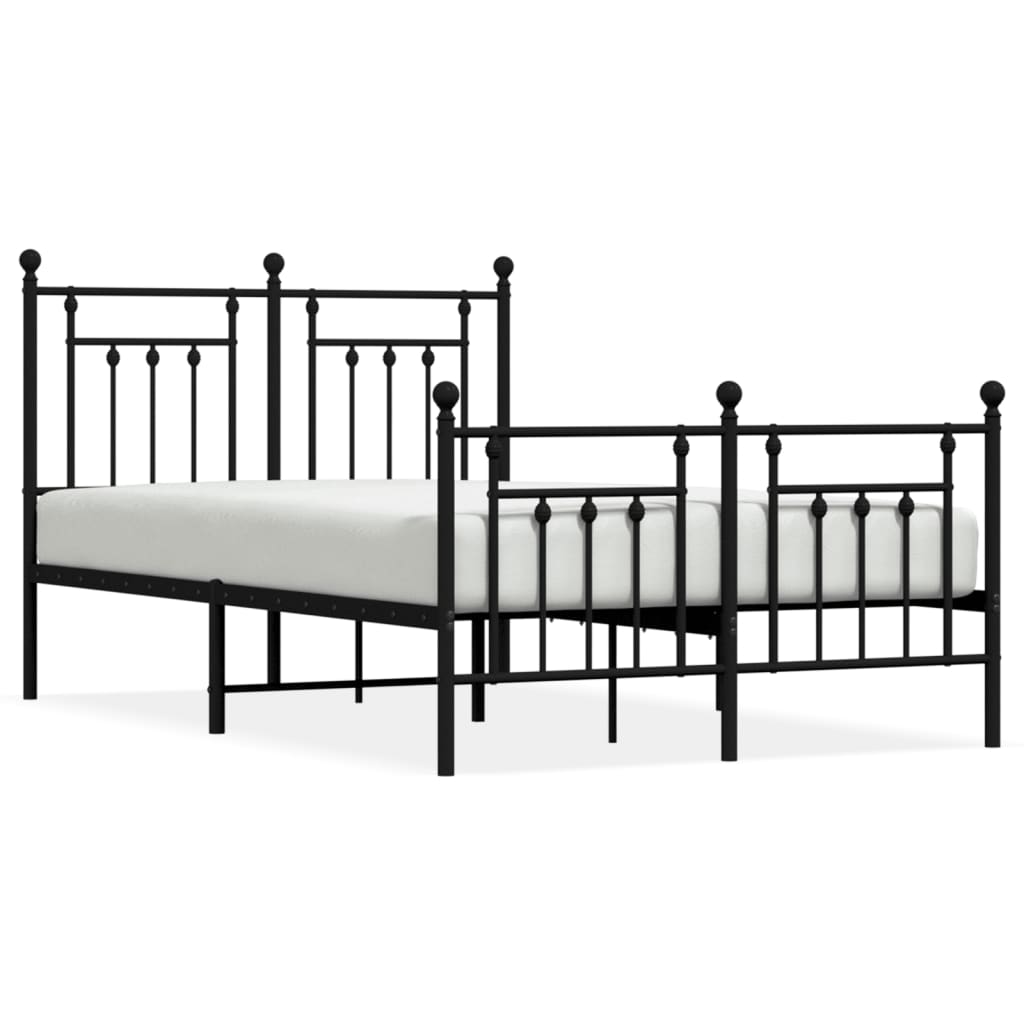 Sengeramme i metall med hode- og fotgavl svart 120x190 cm