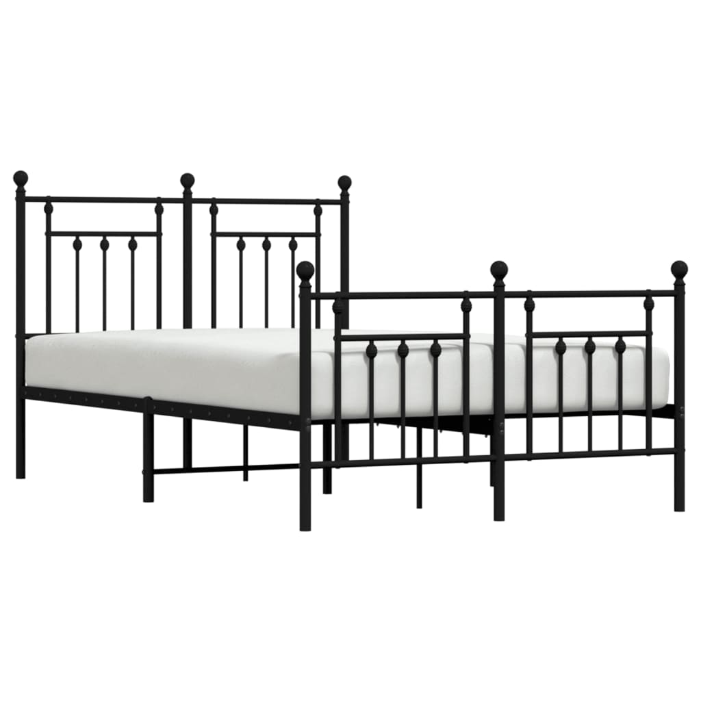 Sengeramme i metall med hode- og fotgavl svart 120x190 cm