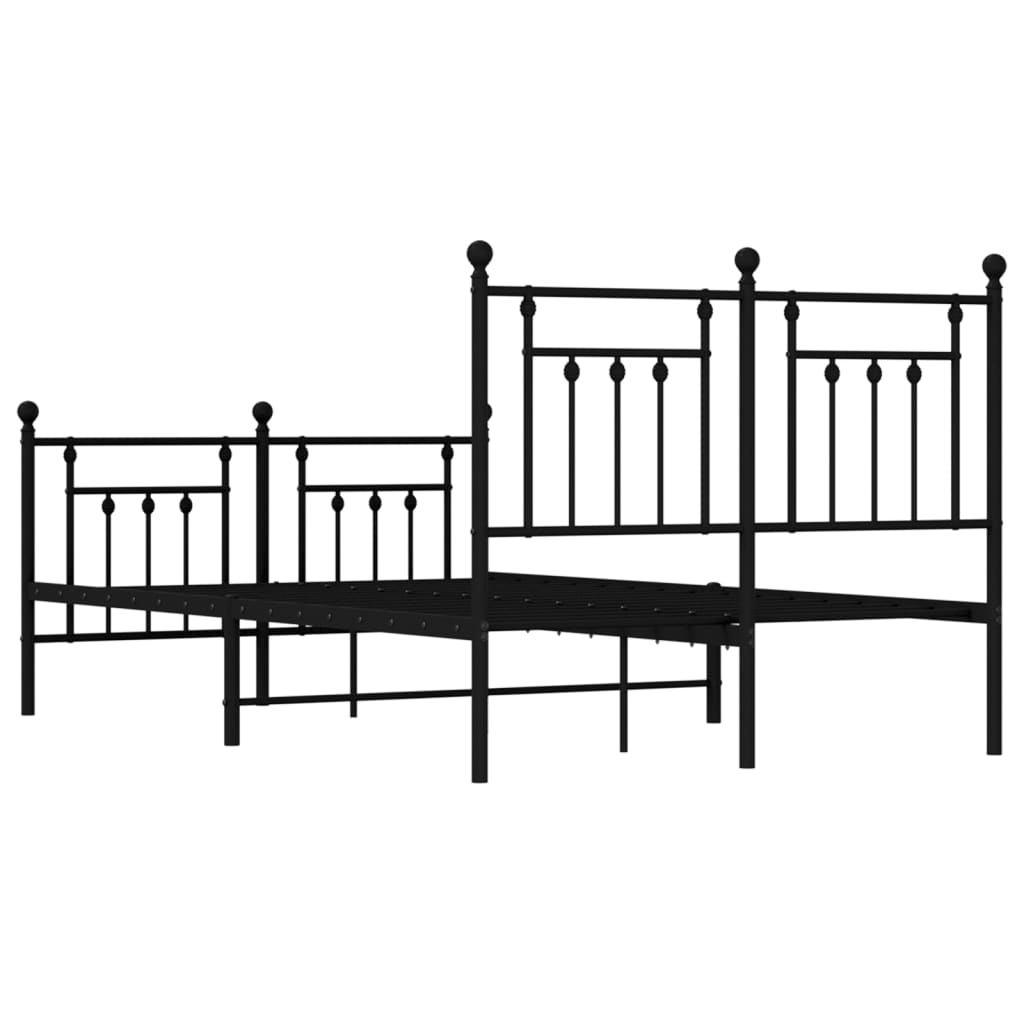 Sengeramme i metall med hode- og fotgavl svart 120x190 cm