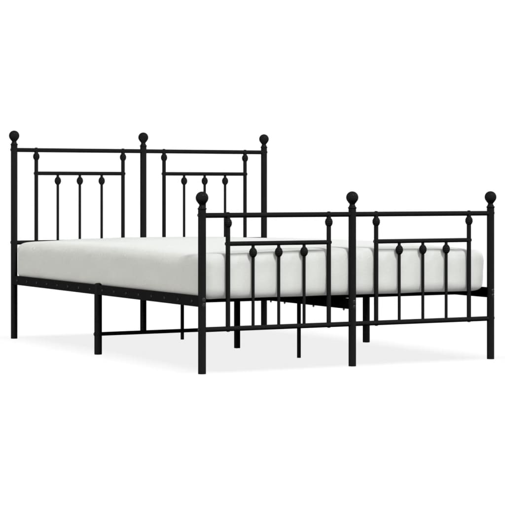 Sengeramme i metall med hode- og fotgavl svart 140x190 cm