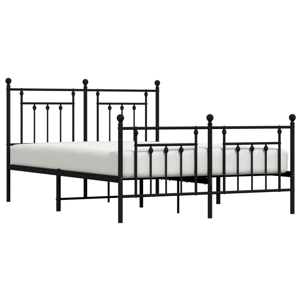 Sengeramme i metall med hode- og fotgavl svart 140x190 cm