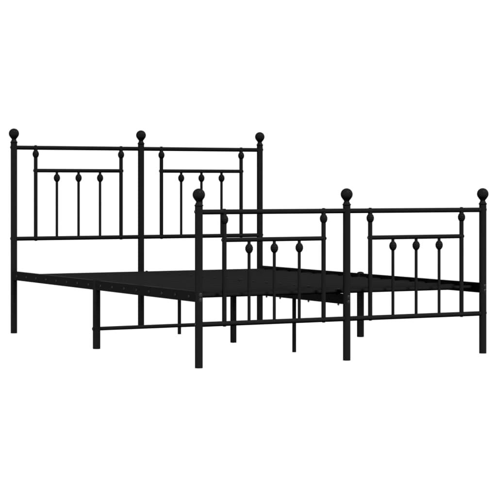 Sengeramme i metall med hode- og fotgavl svart 140x190 cm