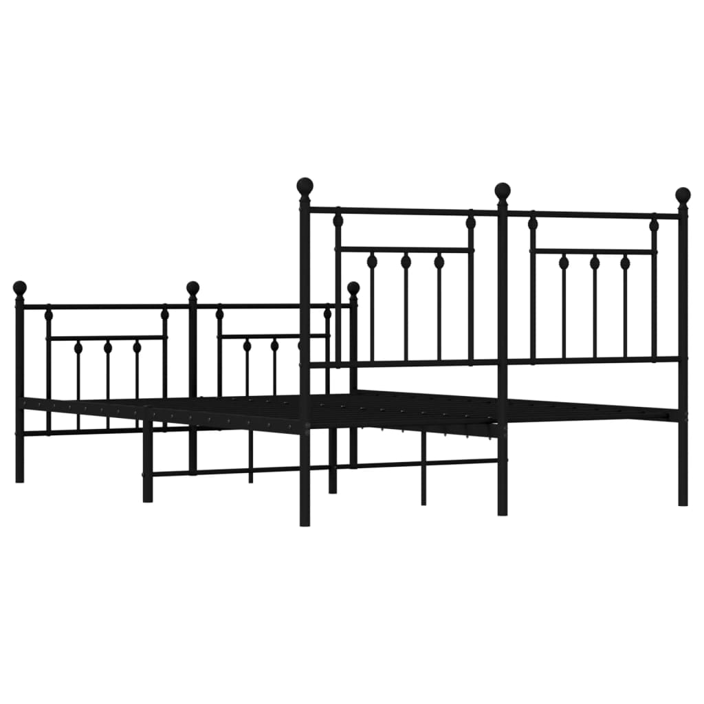 Sengeramme i metall med hode- og fotgavl svart 140x190 cm