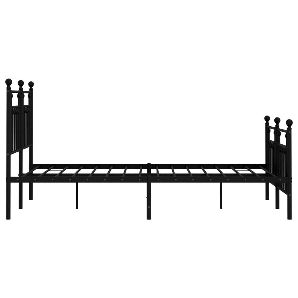 Sengeramme i metall med hode- og fotgavl svart 140x200 cm