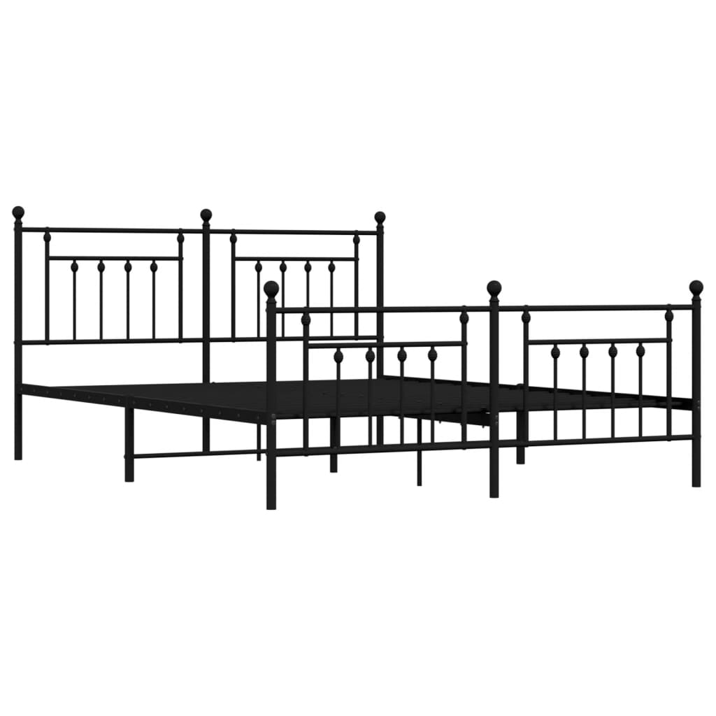 Sengeramme i metall med hode- og fotgavl svart 183x213 cm