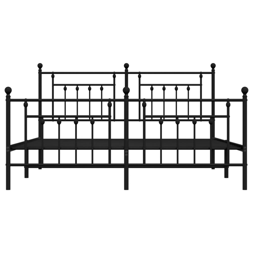Sengeramme i metall med hode- og fotgavl svart 183x213 cm