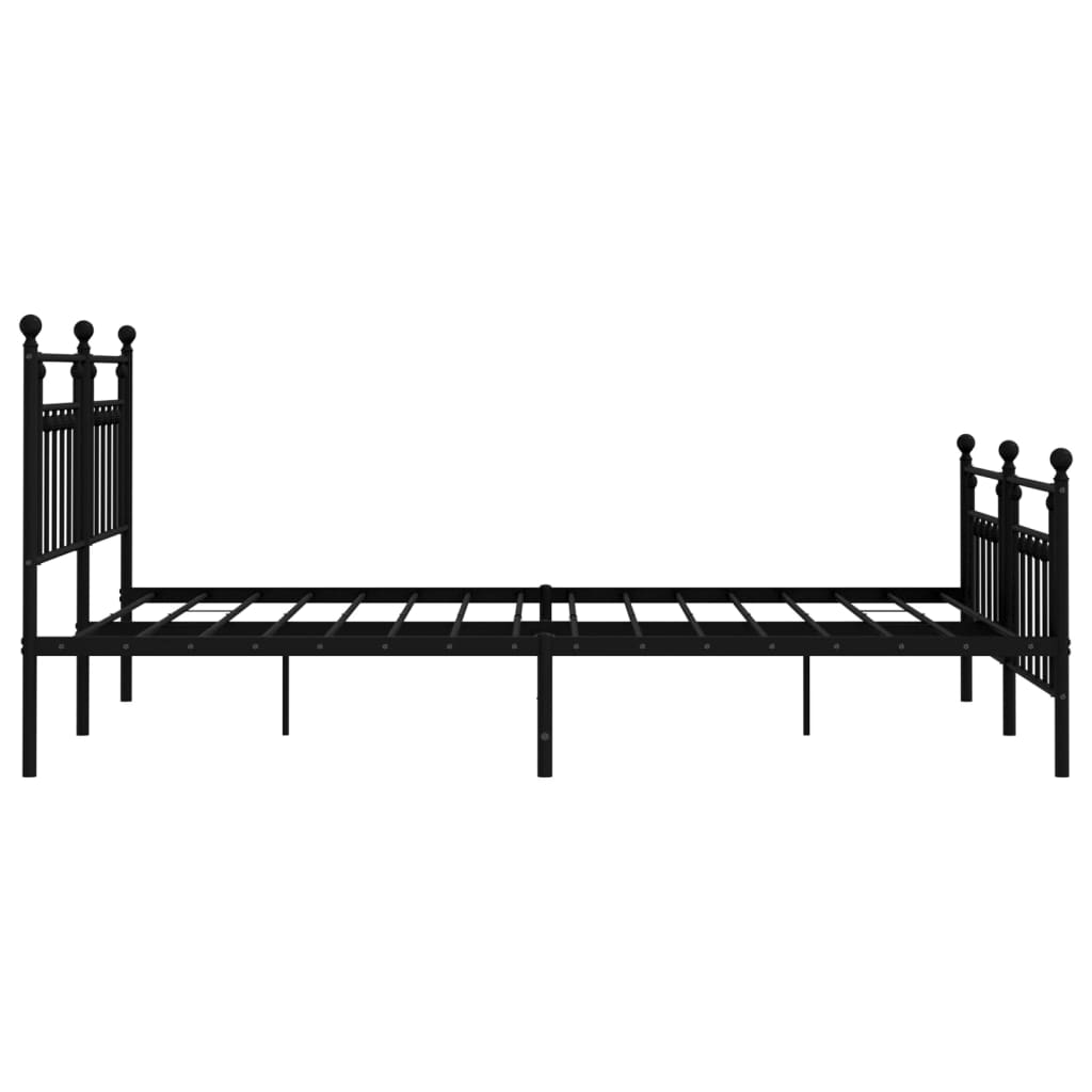 Sengeramme i metall med hode- og fotgavl svart 183x213 cm