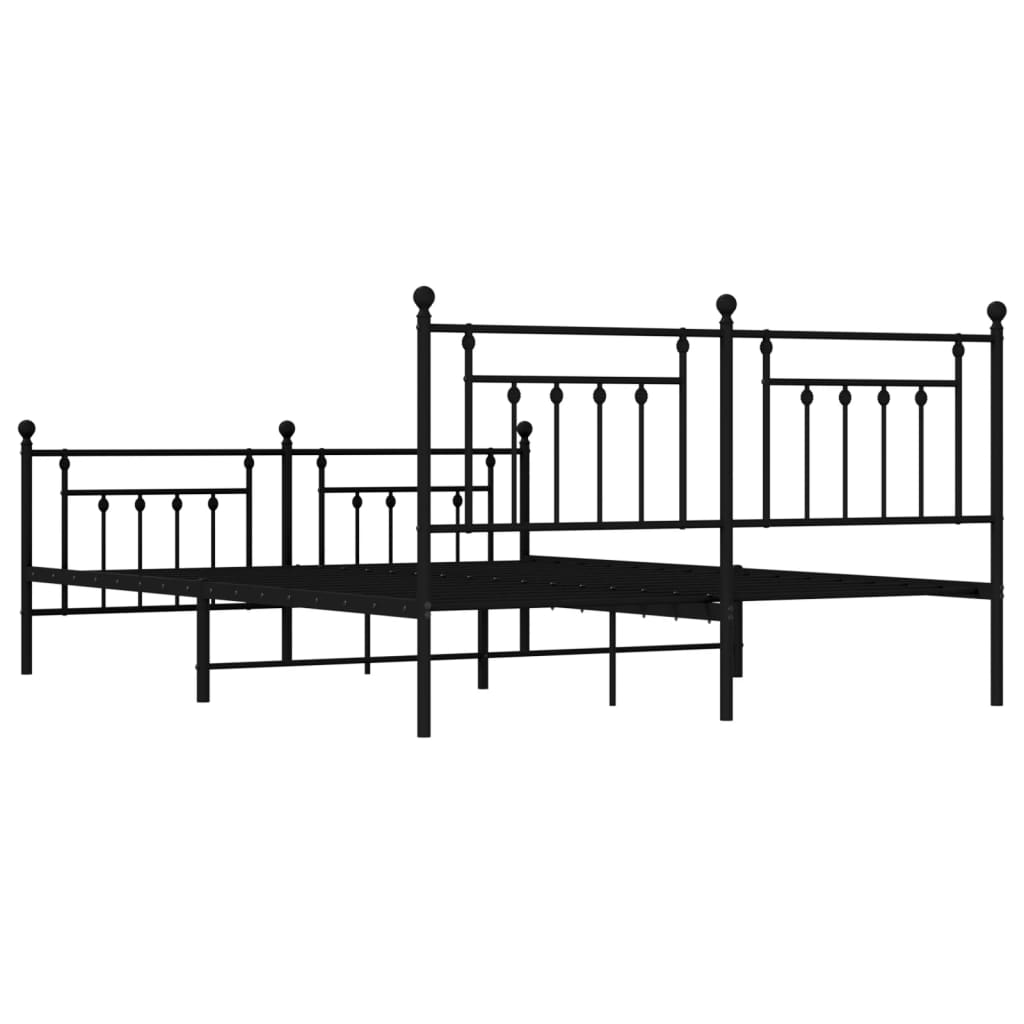Sengeramme i metall med hode- og fotgavl svart 183x213 cm