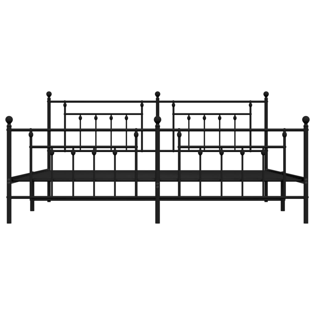 Sengeramme i metall med hode- og fotgavl svart 193x203 cm