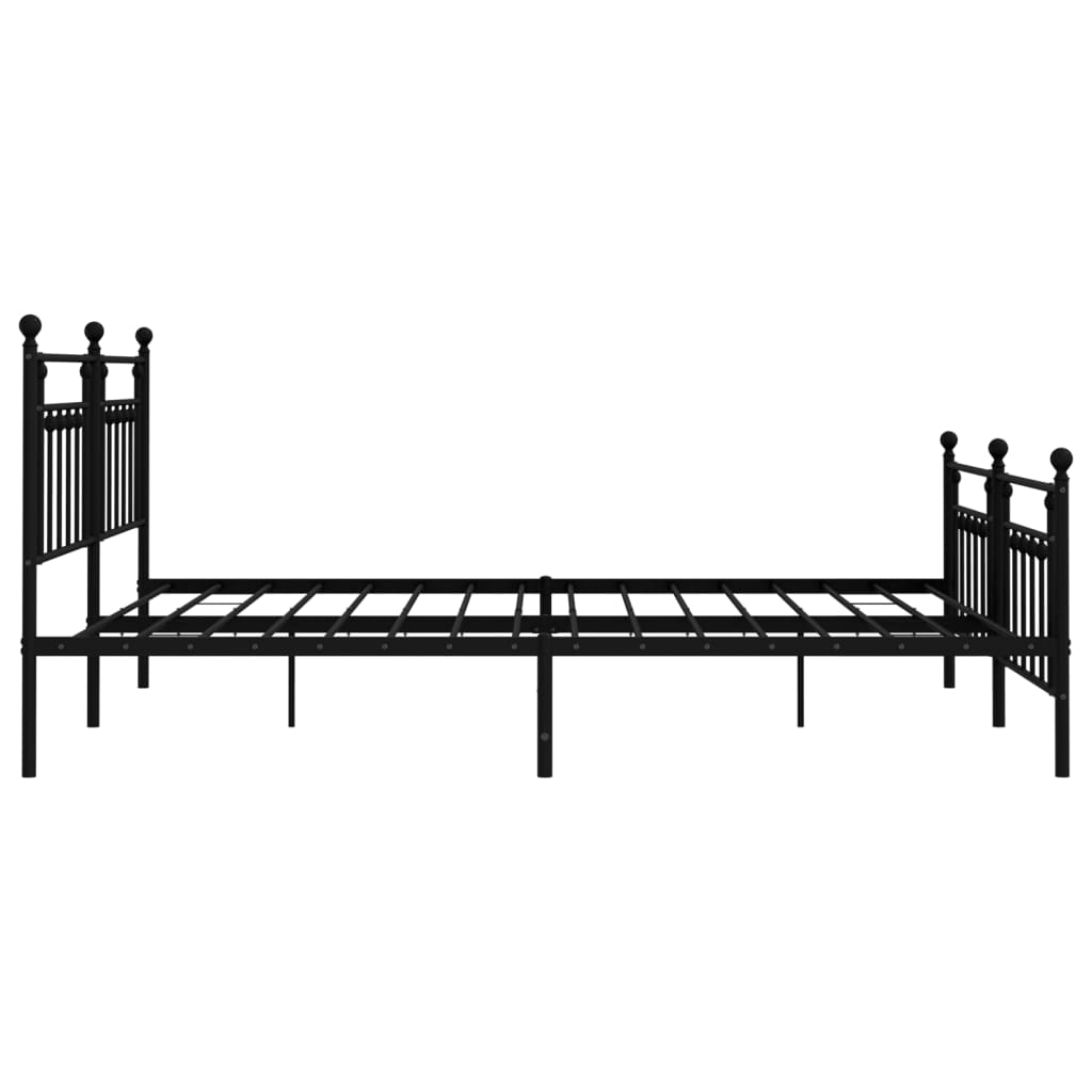 Sengeramme i metall med hode- og fotgavl svart 193x203 cm
