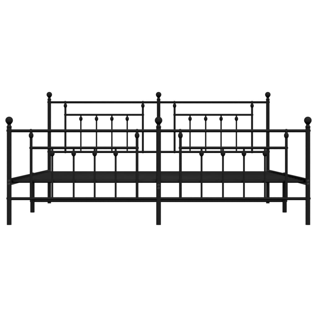 Sengeramme i metall med hode- og fotgavl svart 200x200 cm