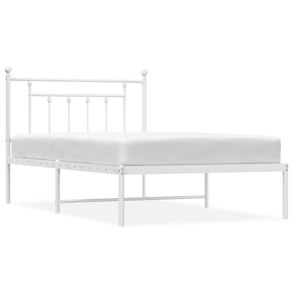 Sengeramme i metall med hodegavl hvit 107x203 cm