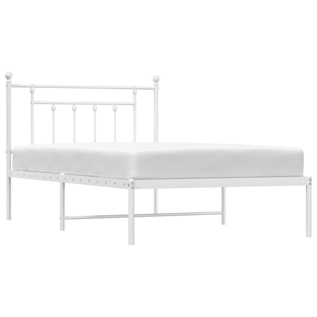 Sengeramme i metall med hodegavl hvit 107x203 cm