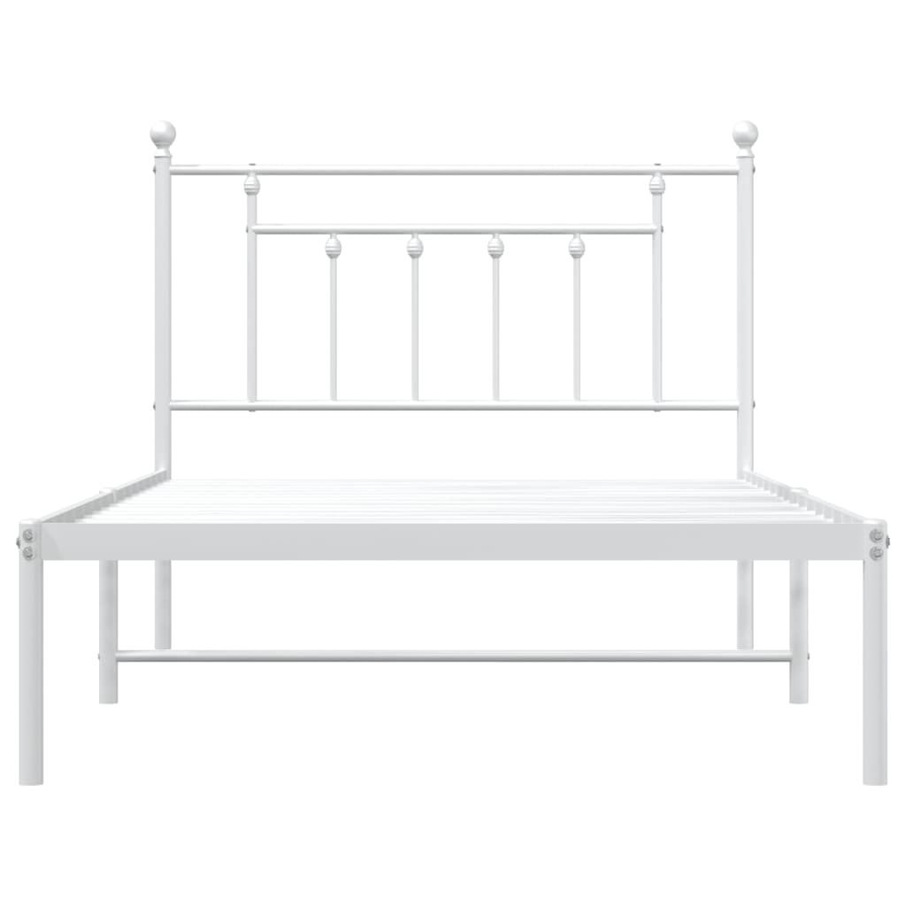 Sengeramme i metall med hodegavl hvit 107x203 cm