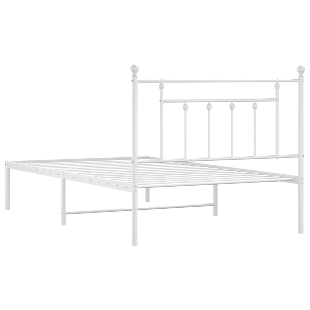 Sengeramme i metall med hodegavl hvit 107x203 cm