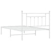 Sengeramme i metall med hodegavl hvit 107x203 cm