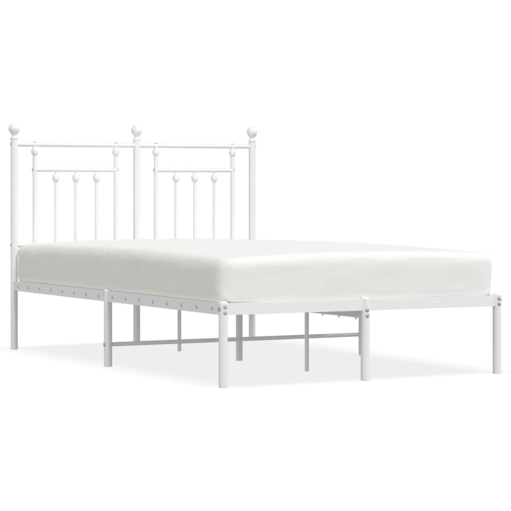 Sengeramme i metall med hodegavl hvit 135x190 cm