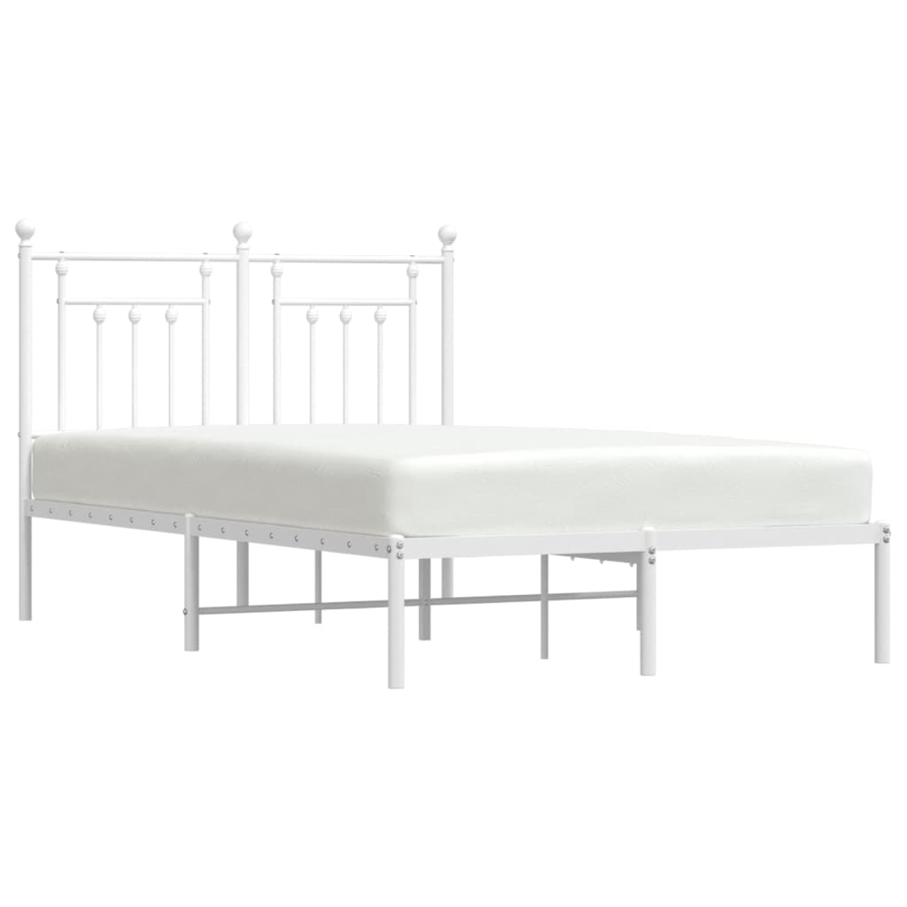 Sengeramme i metall med hodegavl hvit 135x190 cm