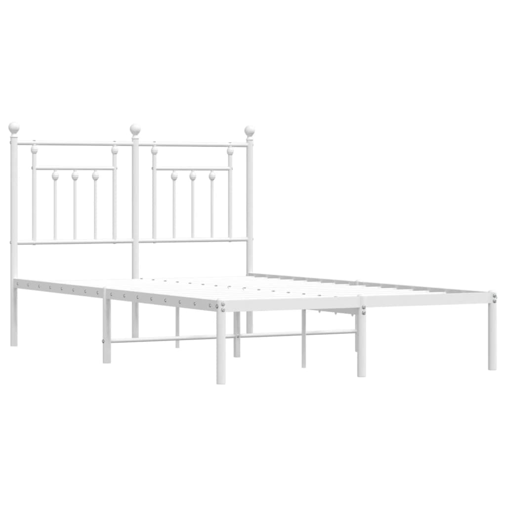 Sengeramme i metall med hodegavl hvit 135x190 cm