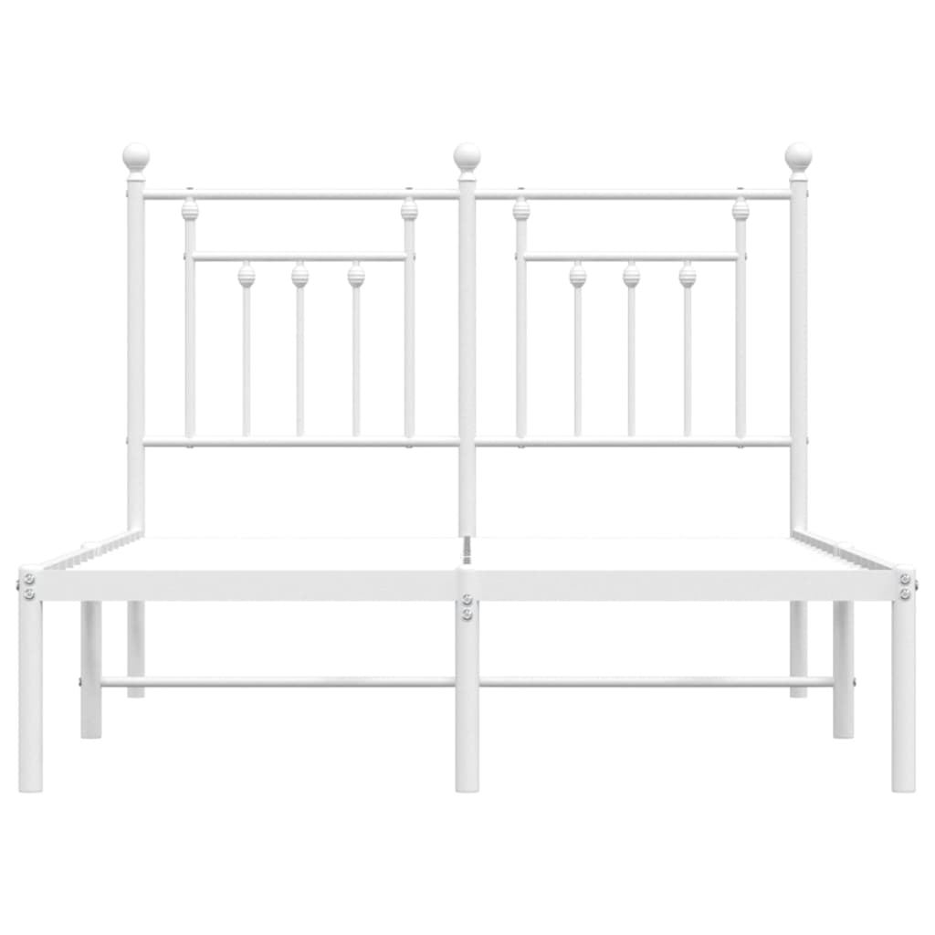 Sengeramme i metall med hodegavl hvit 135x190 cm