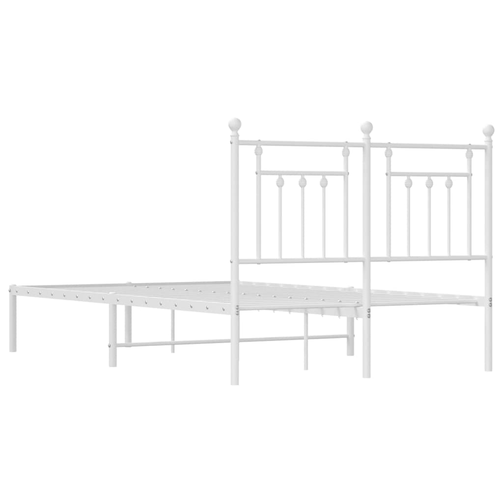 Sengeramme i metall med hodegavl hvit 135x190 cm