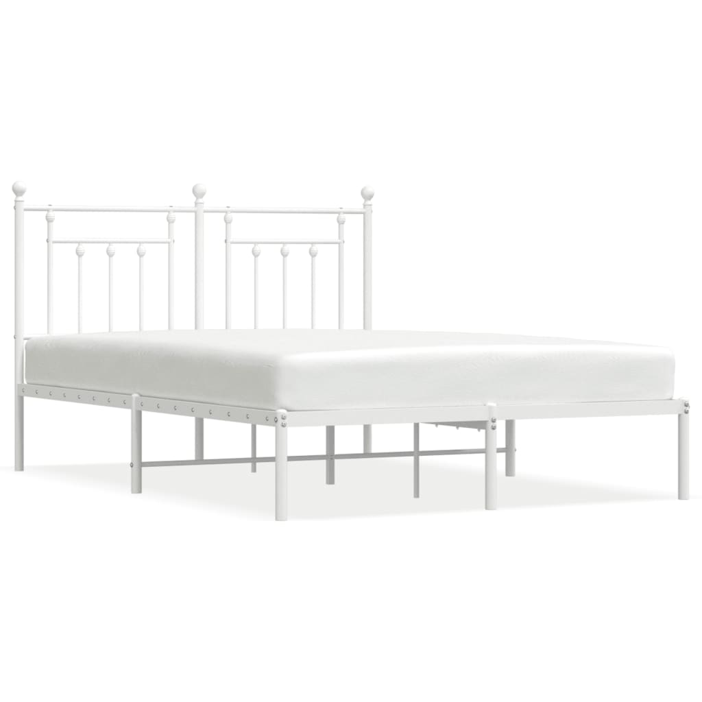 Sengeramme i metall med hodegavl hvit 140x190 cm
